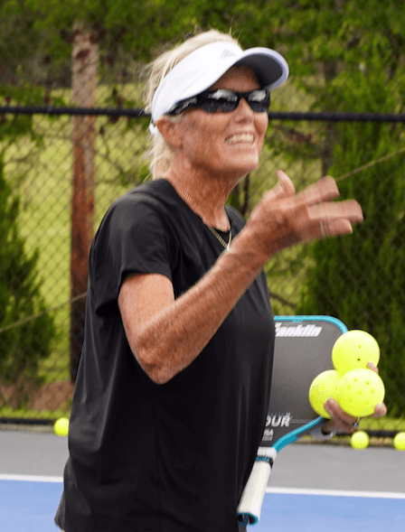 Pam playing pickleball